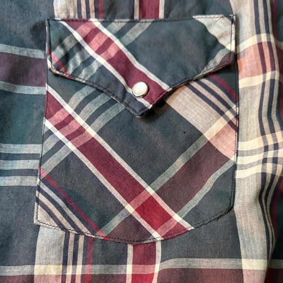 Western Craft Men's Plaid Shirt - Green, Red and White - Picture 6 of 7